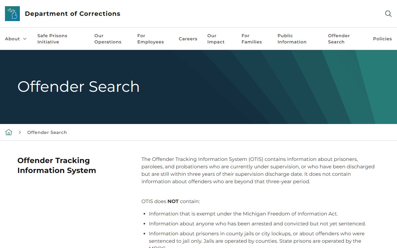 Michigan OTIS overview used with Keweenaw County arrest records and charges