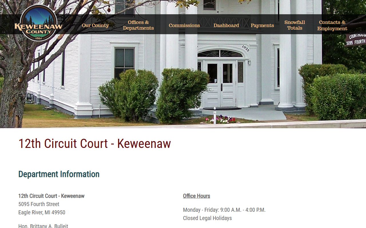 Keweenaw County circuit court records and case types page