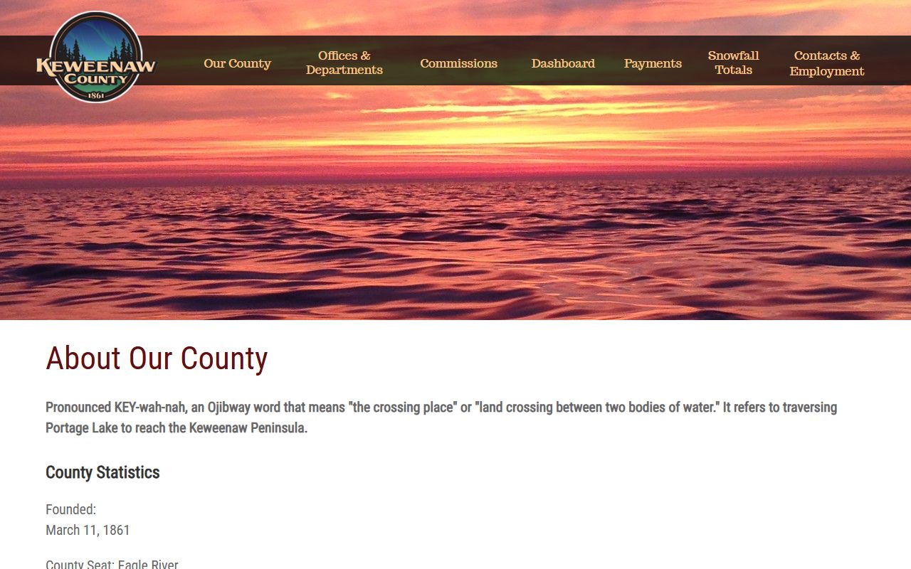 Keweenaw County court records history and county background page