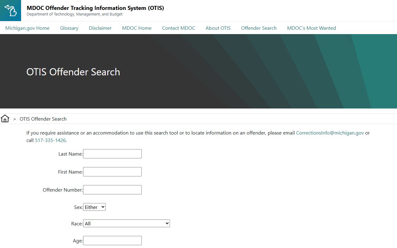 Keweenaw County inmate records search through the MDOC OTIS offender profile form