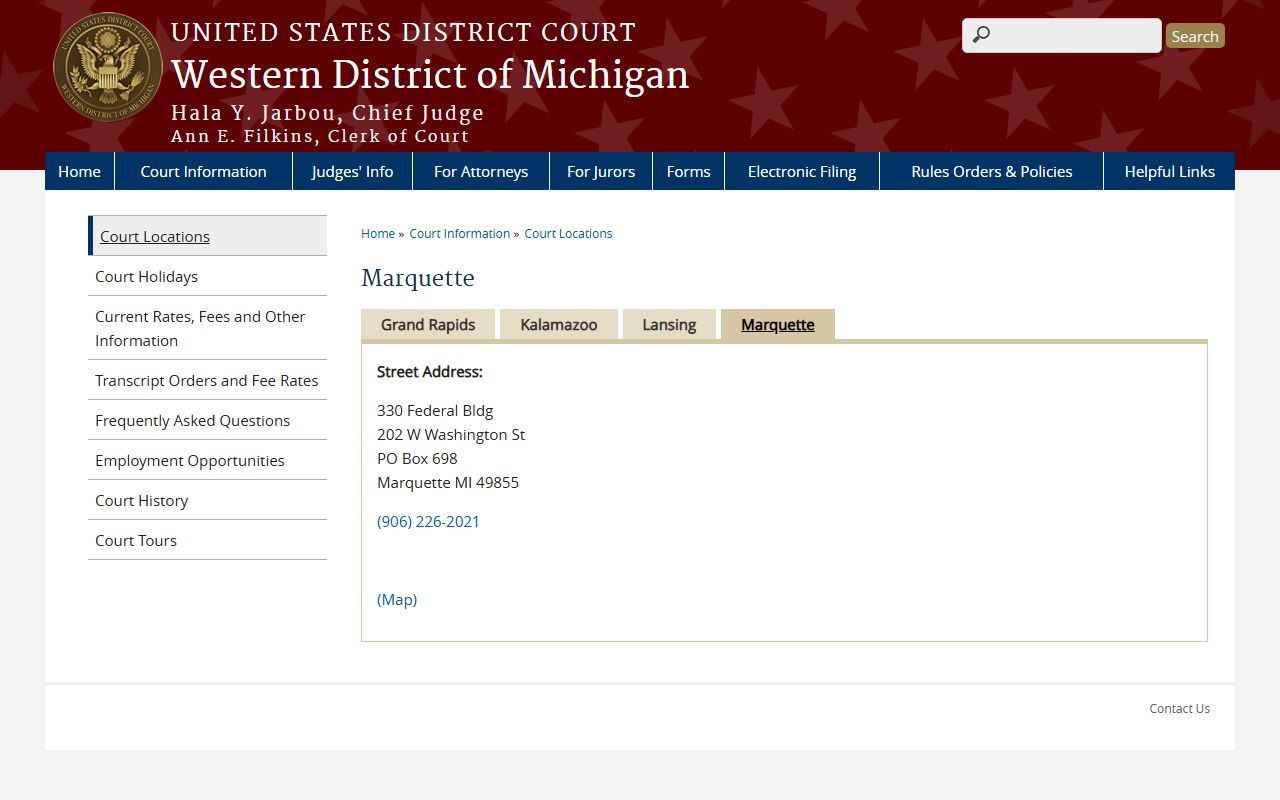 Keweenaw County warrant matters and the Marquette federal courthouse serving the Upper Peninsula
